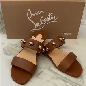 Camel Louboutin Slides